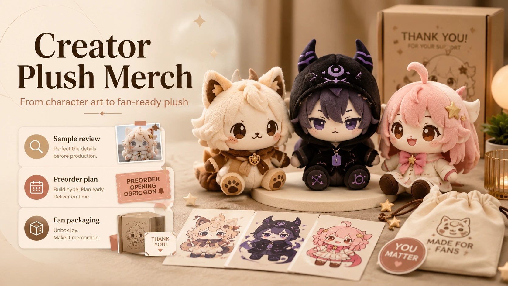Custom plush toys for creators and indie game brands