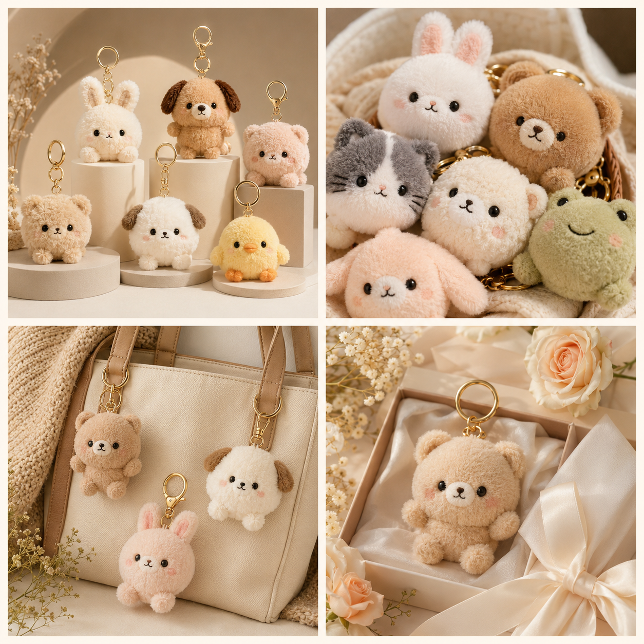 Mini plush keychain charms for gifts and souvenirs