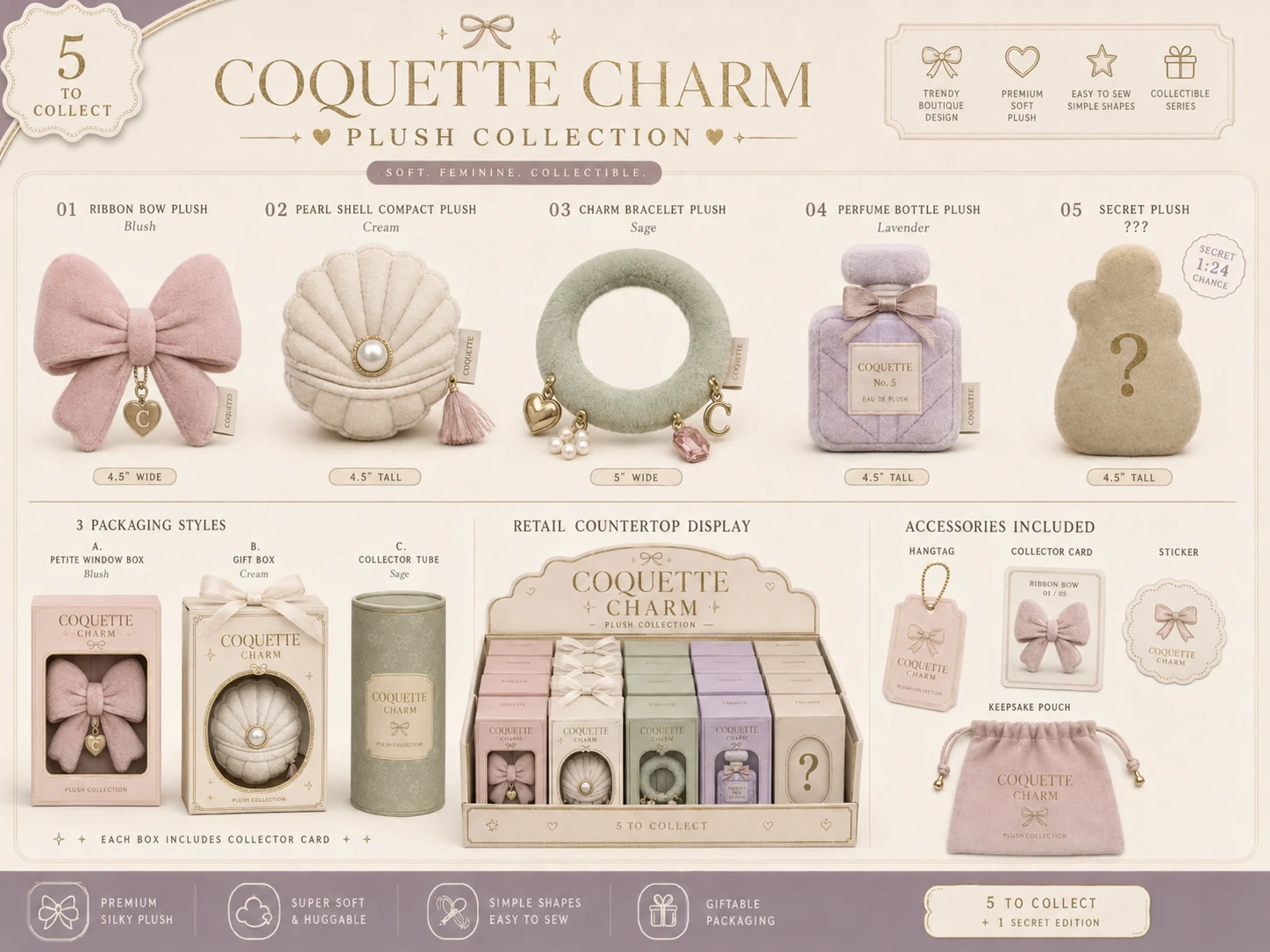 Coquette Charm plush collection board